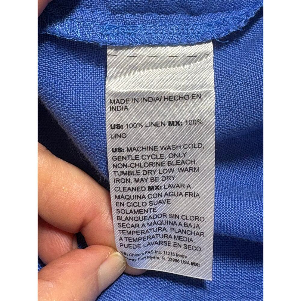 NWT Chico’s Bonnie 100% Linen Short Sleeve Knee Length Dress Women's 16 Blue - Picture 10 of 10